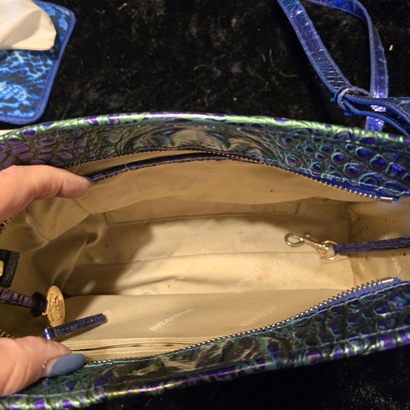 Brahmin Iridescent Blue Green Crossbody Bag - Picture 3 of 5